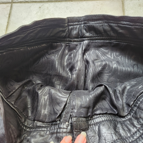 Black Vintage Leather Pants size L petite - Picture 5 of 7